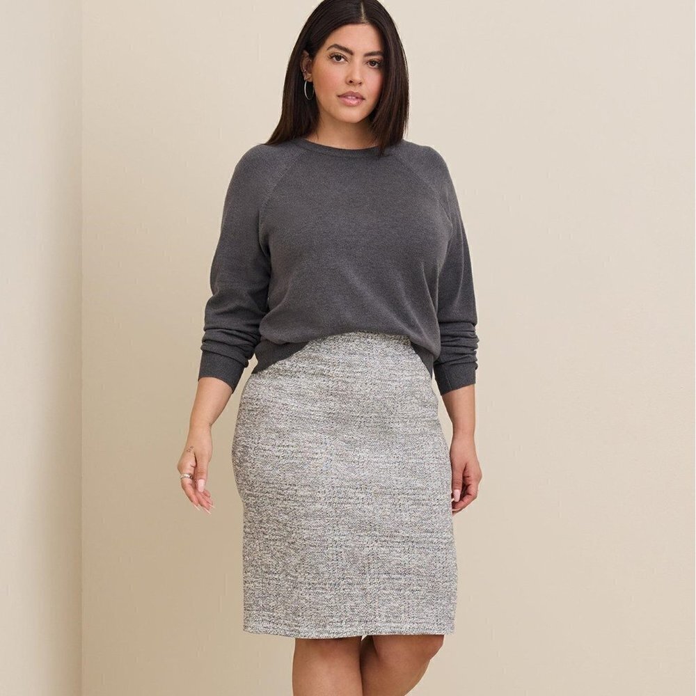 Torrid - Midi Studio Double Knit Pencil Skirt in Heather Grey​​​​​​​​​​